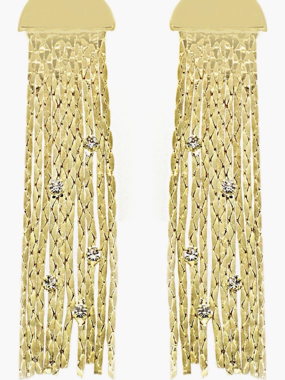 Panacea Cache Gold Tassel Drop Earrings with Crystal Accents